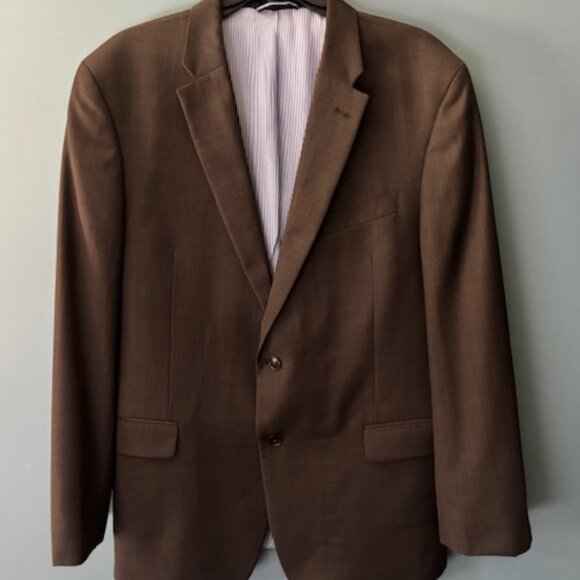 Tommy Hilfiger 44R Brown Sport Coat Blazer 100% Wool Classic Preppy Notch Single - Picture 1 of 13